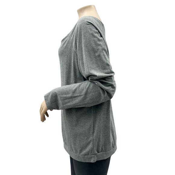 Slouchy Scoop Neck Long Sleeve Loose Fit‎ Sweater Pullover Heather Gray Womens L - Picture 4 of 10